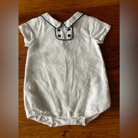 Janie and Jack navy collared piping bubble onesie - Picture 1 of 5